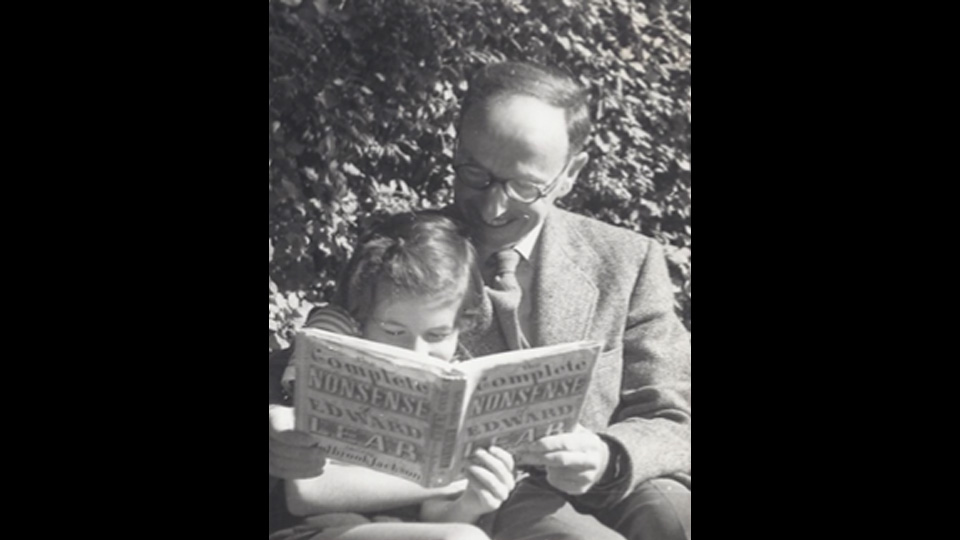 Mátyás Seiber reading to his daughter Julia, credit—private collection of Julia Seiber-Boyd